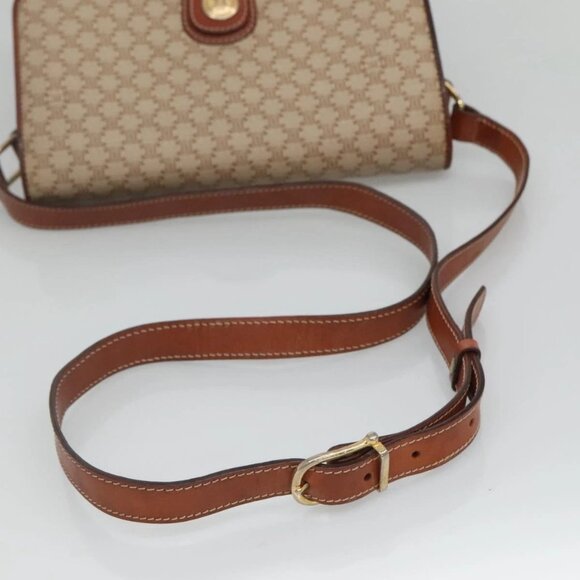 CELINE Macadam Canvas Shoulder Bag PVC Beige Gold Auth bs24047 - Picture 8 of 16